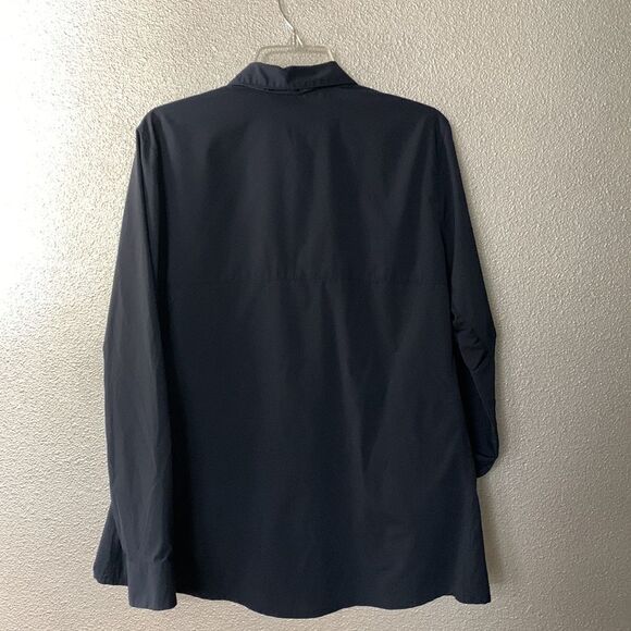 MOUNTAIN HARDWEAR  snap down long sleeve top mix media zippered pockets - Picture 2 of 11